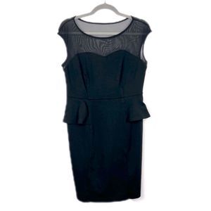 Peplum Little Black Dress Strapless Illusion Size L